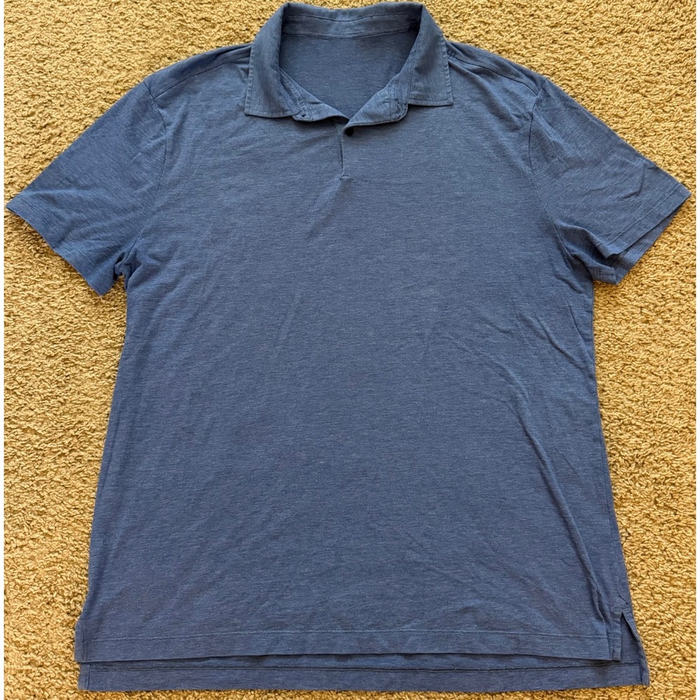 Lululemon Evolution Polo Shirt Mens XL Blue Heathered Short Sleeve Golf Top